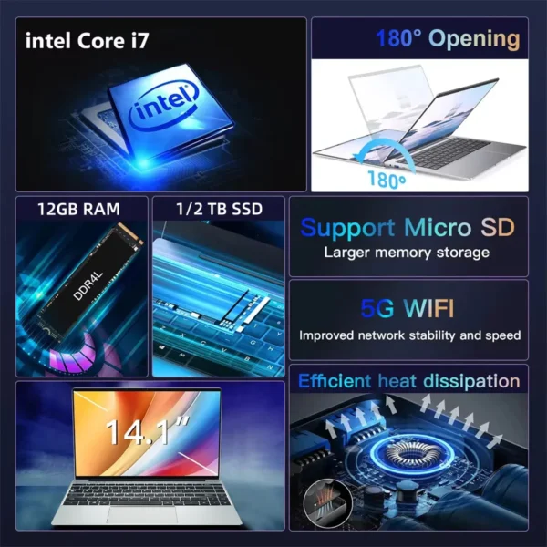 i7 Laptop Computer PC Gamer Intel Core i7 7500U - Image 2