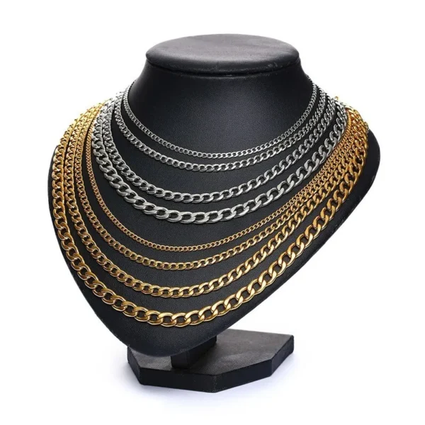 Vnox Men's Cuban Link Chain Necklace Stainless Steel Black Gold Color Male Choker colar Jewelry Gifts for Him - Image 5