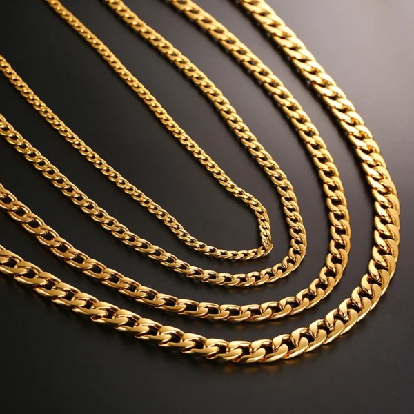Vnox Men's Cuban Link Chain Necklace Stainless Steel Black Gold Color Male Choker colar Jewelry Gifts for Him - Image 2
