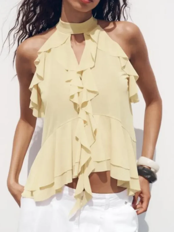 Womens Vintage Translucent Layered Sleeveless