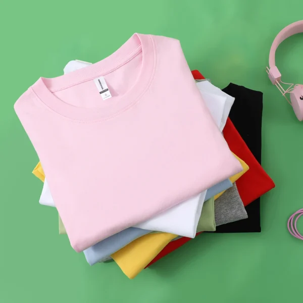 100% Cotton Solid Tshirts Men Woman Short Sleeve Fashion Brand - Image 4