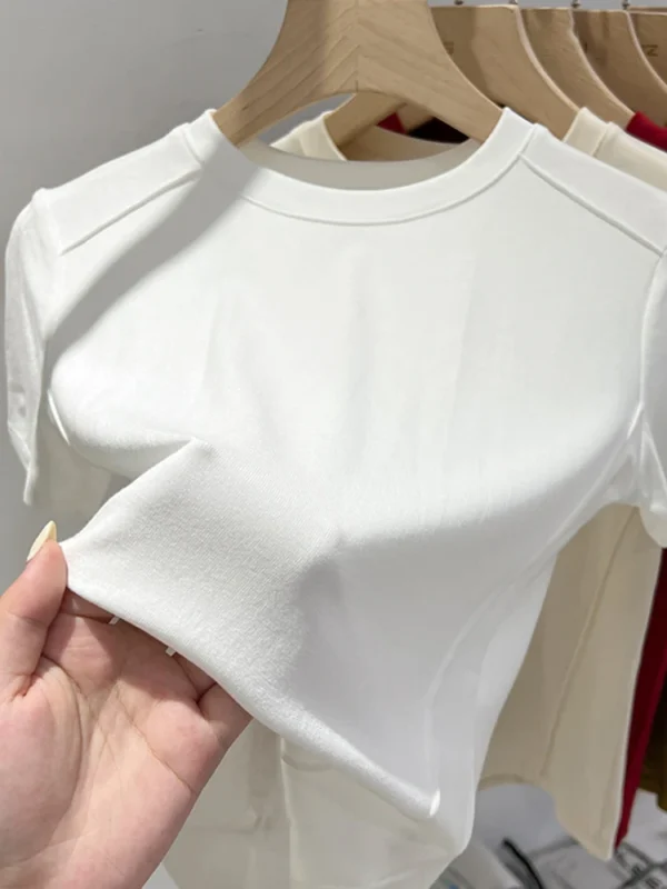 Summer white T-shirt Cotton female short-sleeved - Image 2