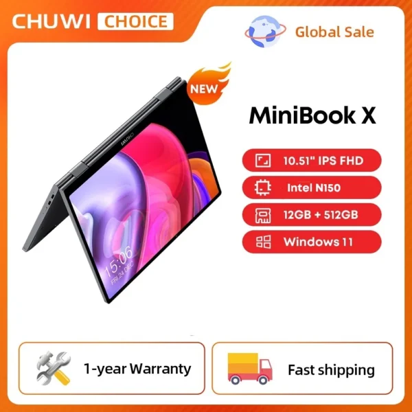 MiniBook X Laptop Tablet 2 In 1 Intel N150  Windows 11 Notebook 1200*1920