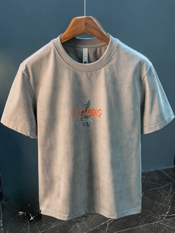 American Loose Short-sleeved T-shirt Men's Heavy Trend Printing Summer Top T-shirt Casual Shoulder Half-sleeved Men's Clothes - Image 2