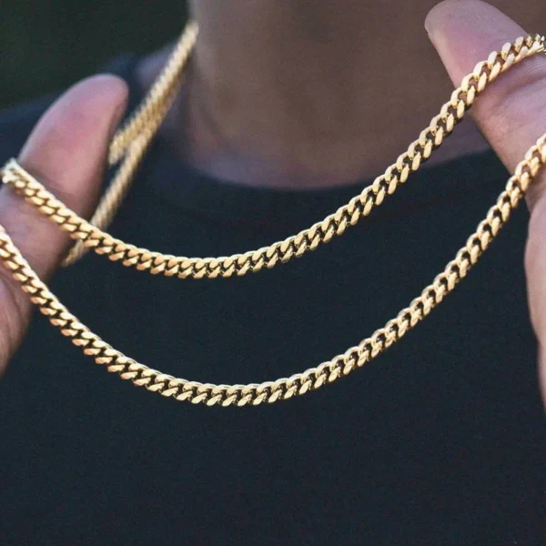 Vnox Men's Cuban Link Chain Necklace Stainless Steel Black Gold Color Male Choker colar Jewelry Gifts for Him - Image 3