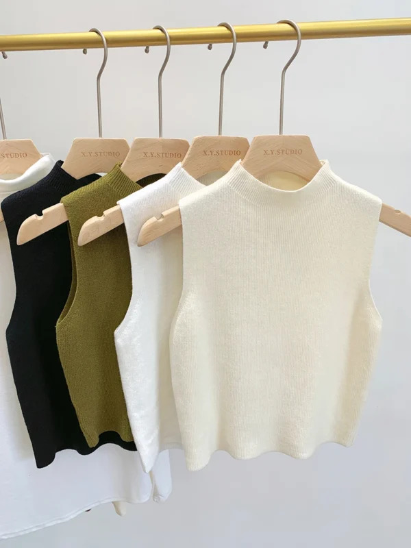 Summer Fall Slim Sweater Short Sleeveless - Image 4