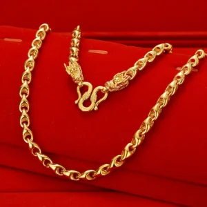 men's necklace domineering double head 24k gold