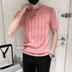 Short Sleeve Round Neck Screw Thread Summer Sweater